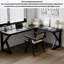 Bureau noir en bois massif noir en forme de L-1750412299