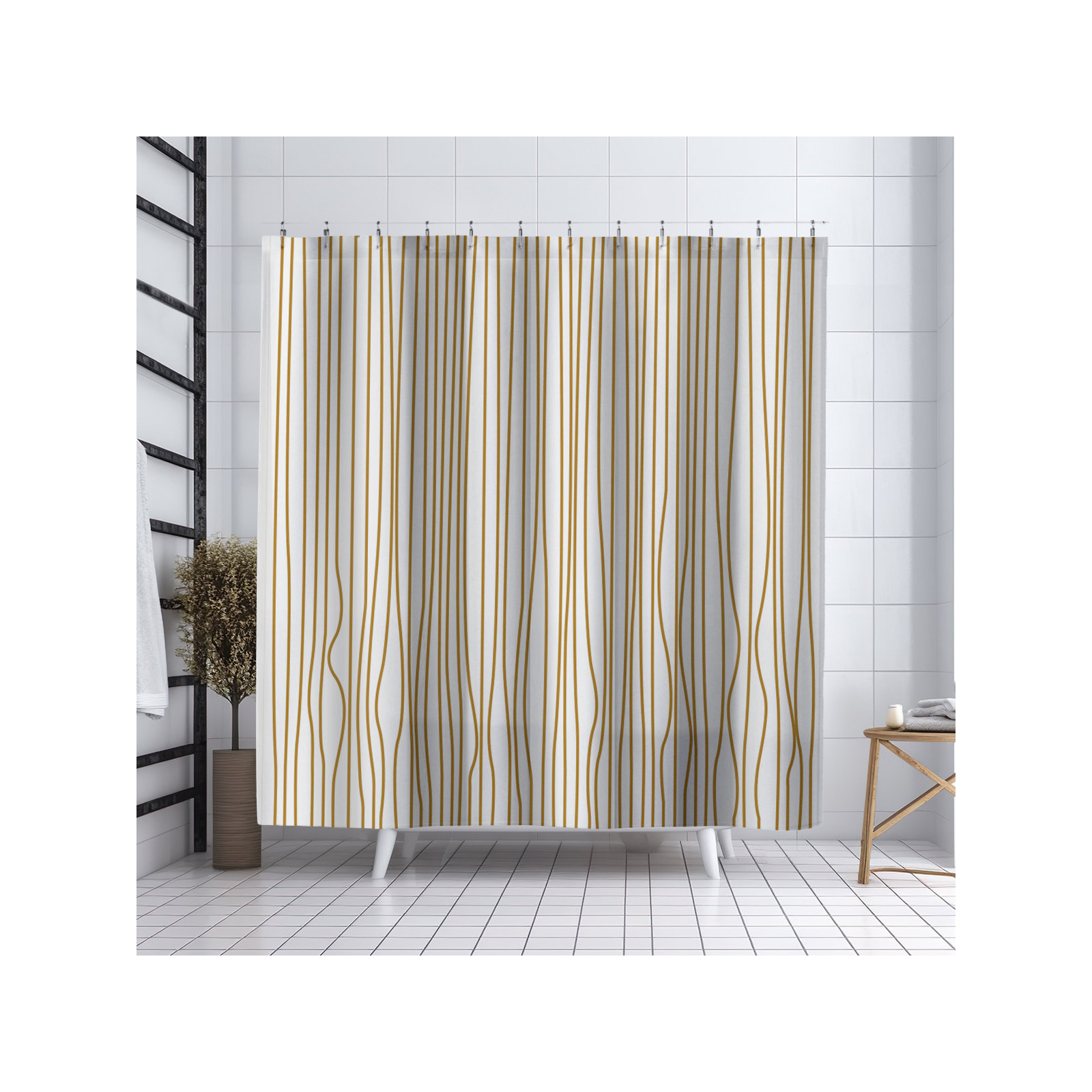 Coco Polyester Shower Curtain, Mustard