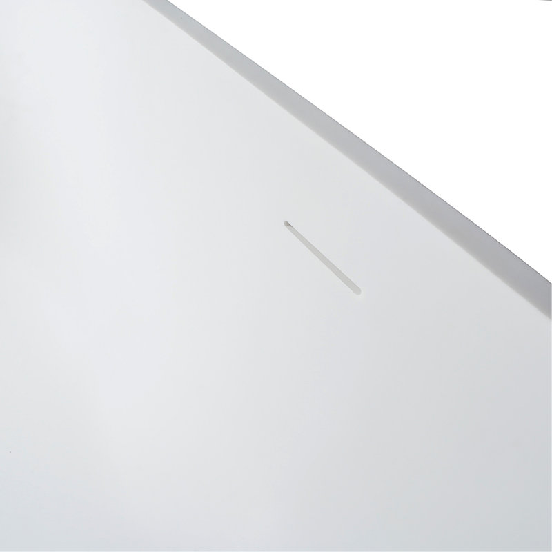 69 Inch Solid Surface Soaking Bathtub - Deep Soak Freestanding Tub, Matte White