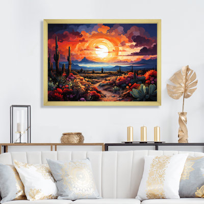 «Western Desert Serenade Pointillism Landscape II», reproduction d'art sur toile