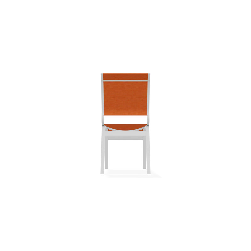 Aruba II Outdoor Dining Chair, White, Tangerine Mesh