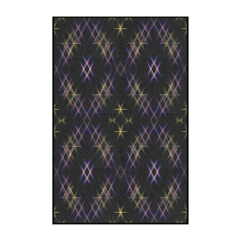 Tapis décoratif géométrique noir, Rectangle 4 pi x 6 pi