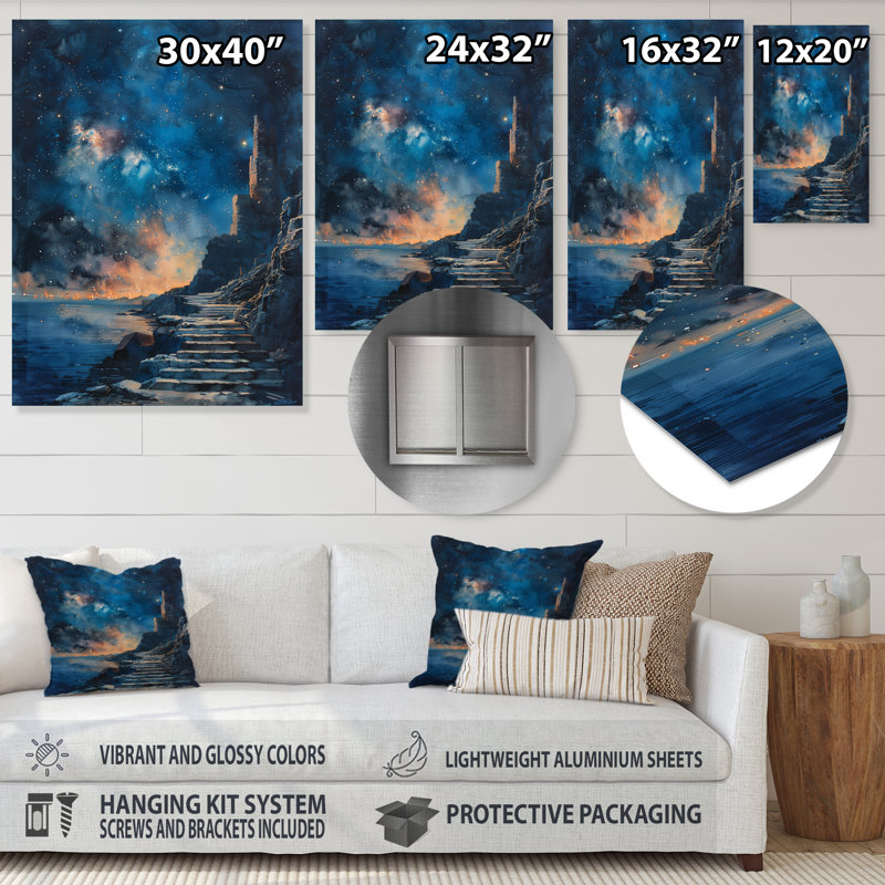 Paysage Galactic Glimpse, Métal métal, H 16 po x l 32 po x P 1 po