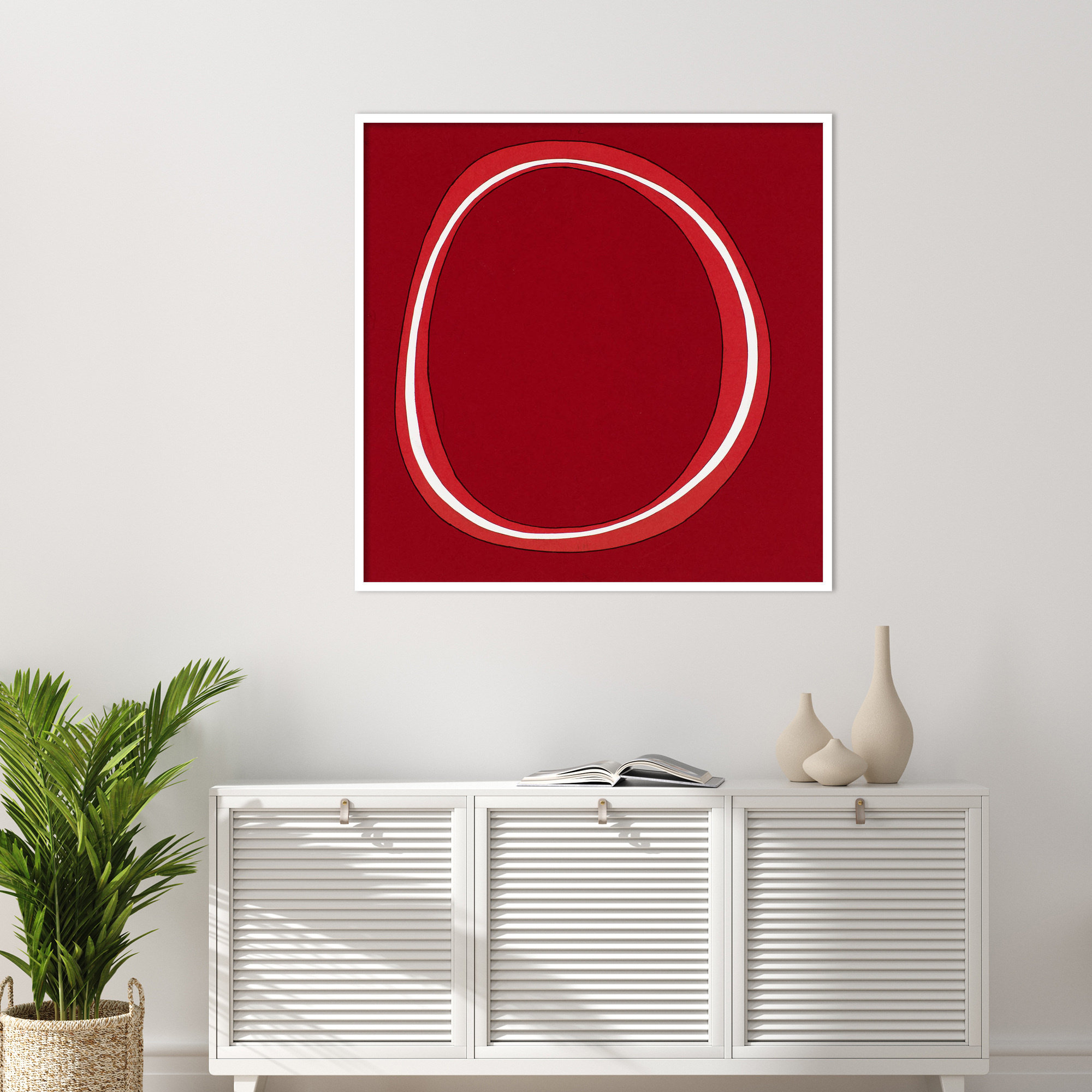 Red Circle by Alex Dunn, White, 41" H x 41" W
