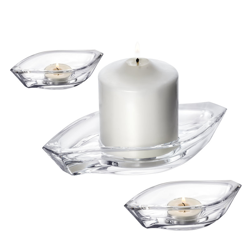 Elegant Wave 3-Piece Crystal Tabletop Votive Holder Set