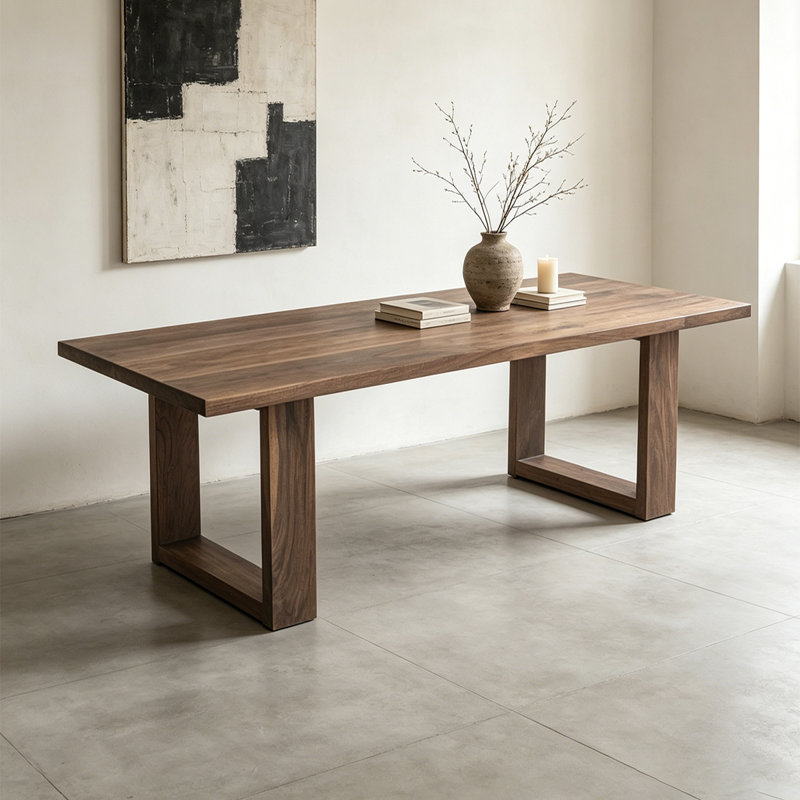 Nut-brown Rectangular Solid Wood Dining table, 29.53"H*62.99"W*31.5"D, Nut-brown