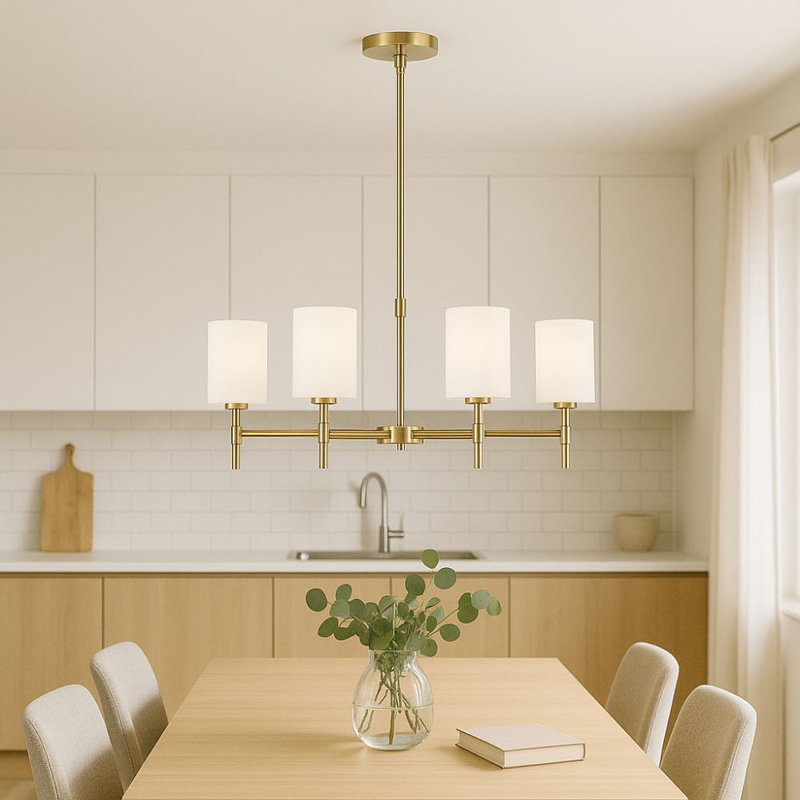 Wexton 6-Light 26.38” Wide Chandelier, Opal White, Plated Gold