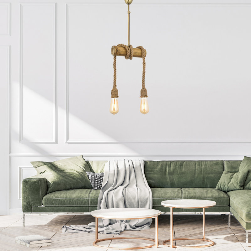 2 - Light Natural/Gold Kitchen Island Pendant