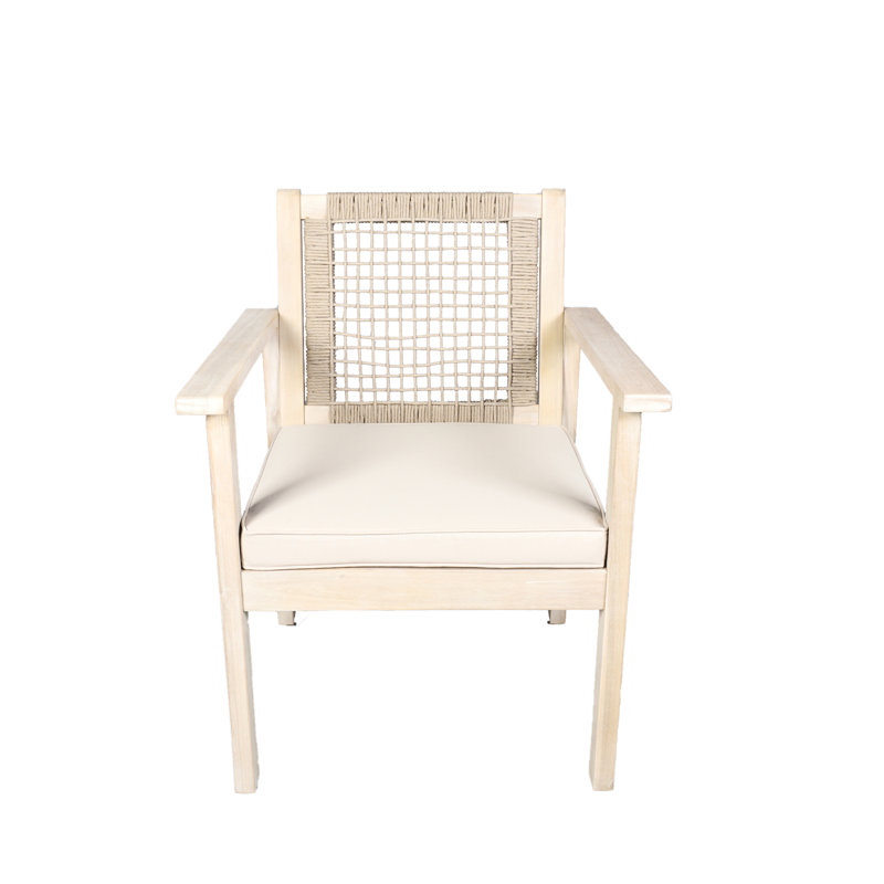 Ensemble de 2 chaises de patio en acacia avec coussins
