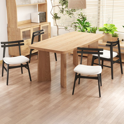 Modern Dining Set With Upholstered Chairs With Backrest For Kitchen, Living Room, Dining Room