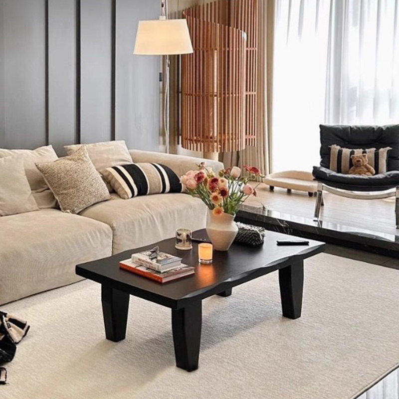 Table à thé en bois massif de style nordique, H 13,7 po x L 39,3 po x l 19,6 po