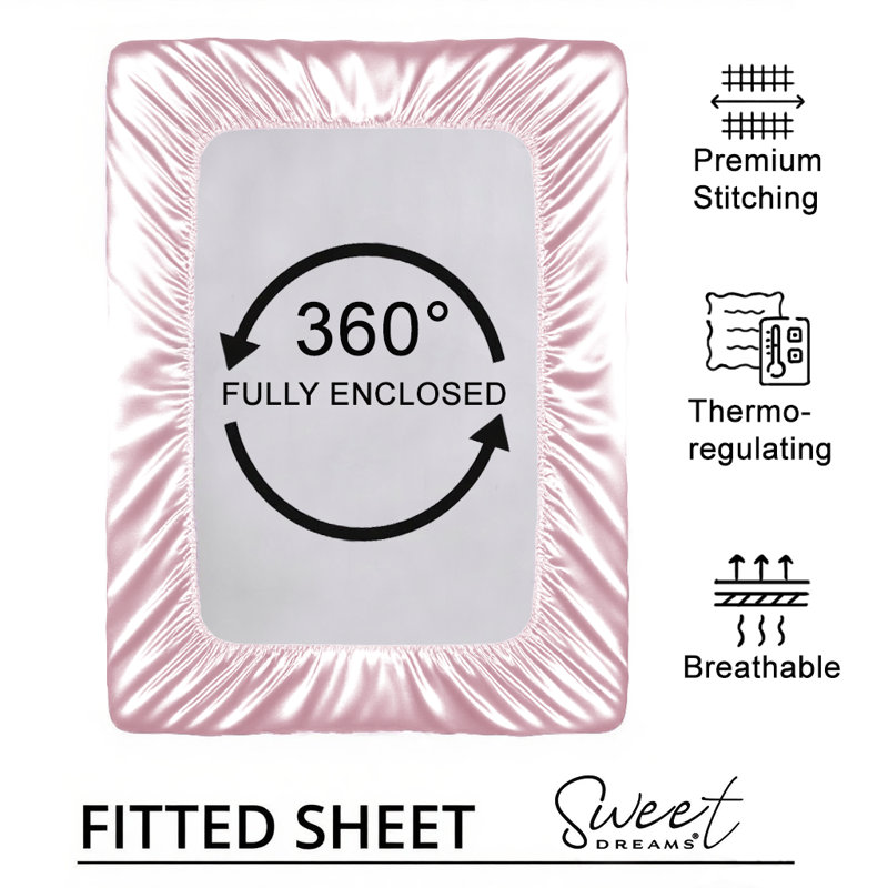 Silk Luxury Deep Box Fitted Sheet, Blush, Double (4'6)