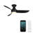 44" Corona 3 - Blade Outdoor/Indoor Smart Flush Mount Ceiling Fan with Remote Control and Dimmable LED Light Kit Included, Brushed Nickel/Matte Black-66343244-90284716