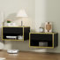 Ensemble de chambre à coucher 3 pièces Smart Bed en cuir avec 2 tables de chevet flottantes à DEL