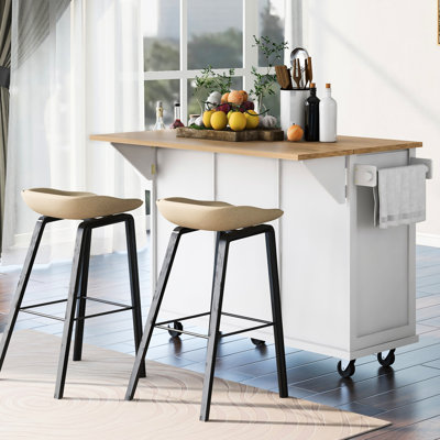 Chariot de cuisine blanc avec armoire de rangement, 5 roulettes et armoires multifonctionnelles