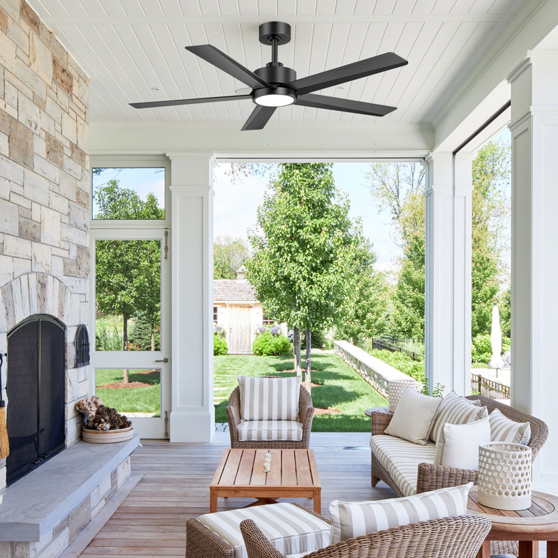 Grand ventilateur de plafond de 52 pouces avec ensemble d'éclairage et télécommande, moteur réversible à 6 vitesses CC, 3 lumières colorées, minuterie