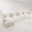 Canapé d'angle modulaire pour salon, canapé-lit 4 places en forme de U avec pouf, chenille blanche
