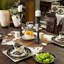 Chalet Cream/Black/Taupe Aztec Print Ceramic Southwestern Style 16 Piece Dinnerware Set