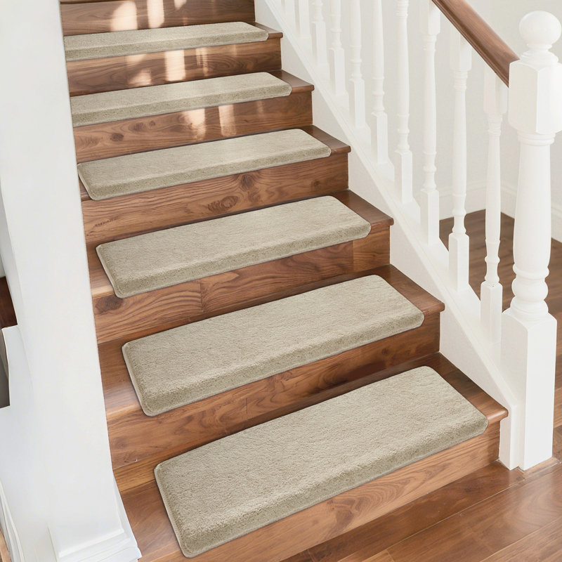Tapis d'escalier intérieur antidérapant Scarlettrose, Gris crème, 16