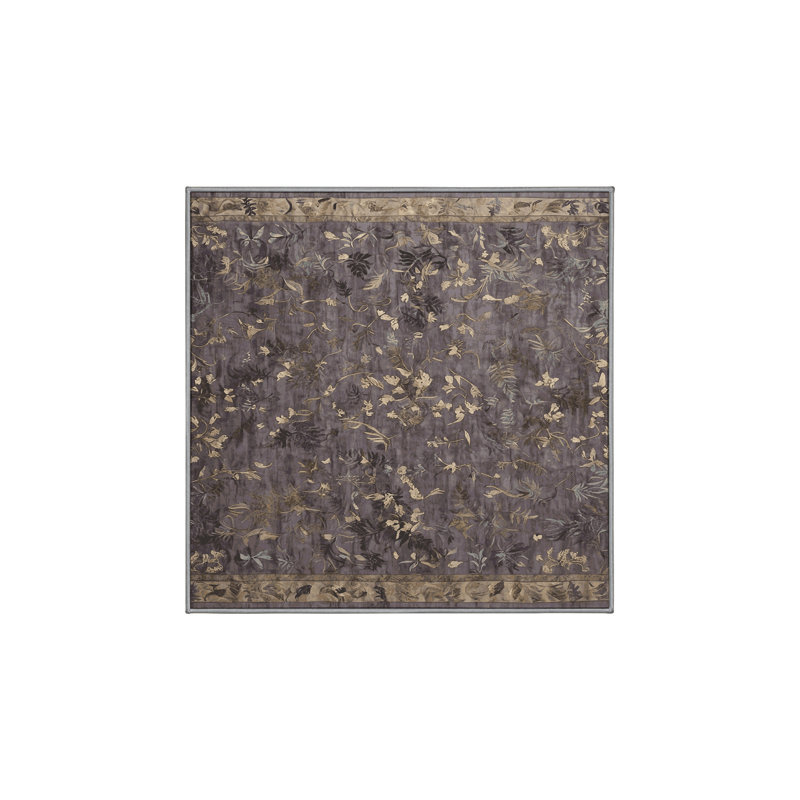 Machine Washable Gray Area Rug, Square 6'