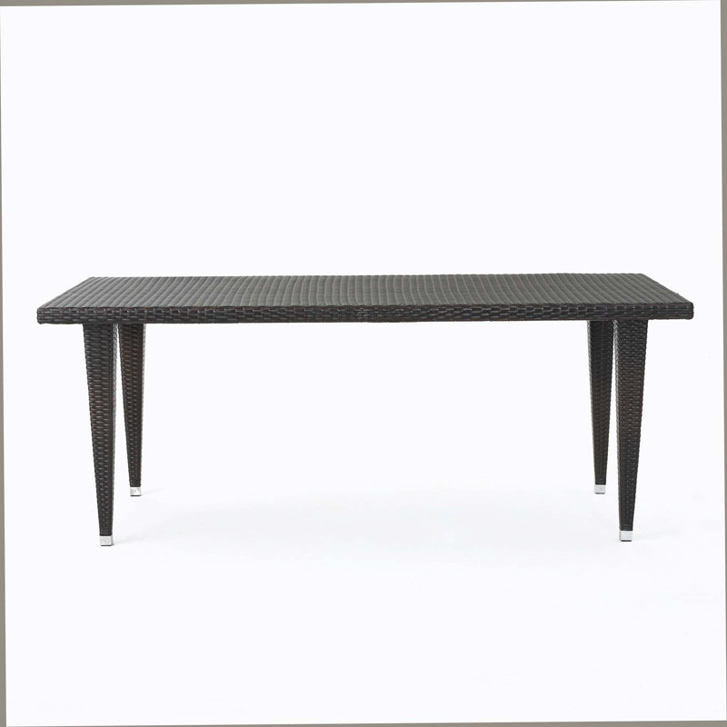 Ensemble de salle à manger 9 pièces en osier pour l'extérieur, grande table moderne en rotin de 73,50 po et chaises pour 8 pour patio, terrasse, cour arrière, porche, brun et noir