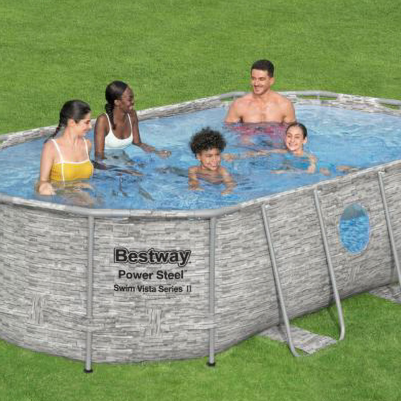 Bestway Power Steel Oval Above Ground Pool Set with Filter and Pump