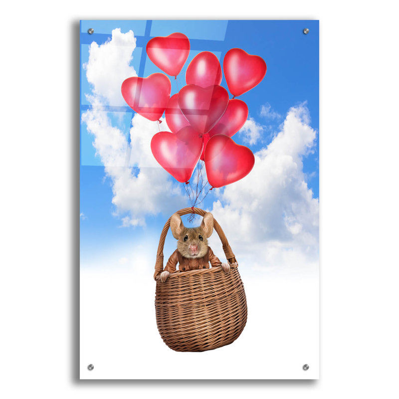  «Valentine Mouse» par John Hovenstine, art mural en verre acrylique, 24 po x 36 po, H 36 po x l 24 po