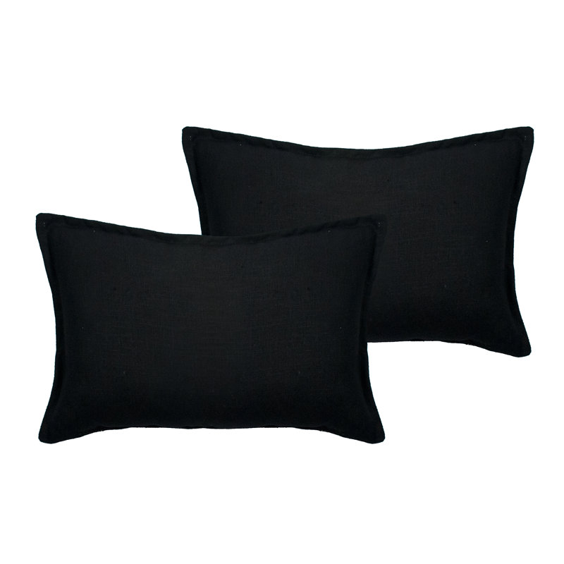 Lombard Linen Reversible Throw Pillow, Black