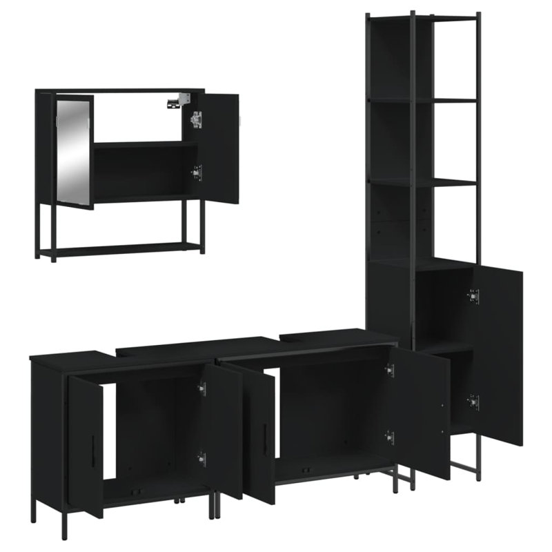 Ensemble de meubles de salle de bain 4 pièces Vidaxl, Noir