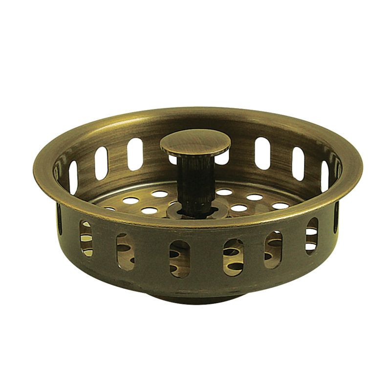 Kingston Brass Made To Match 3-1/2 Inch Kitchen Sink Basket Strainer Only, Antique Brass