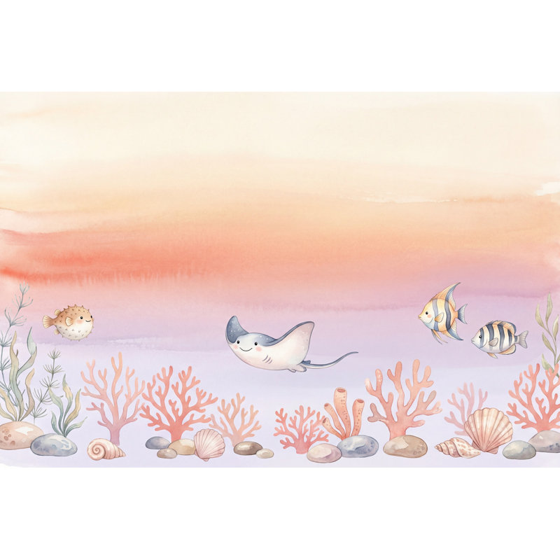 Papier peint sous-marin aquarelle amovible, 100 po x 96 po, Peler et coller