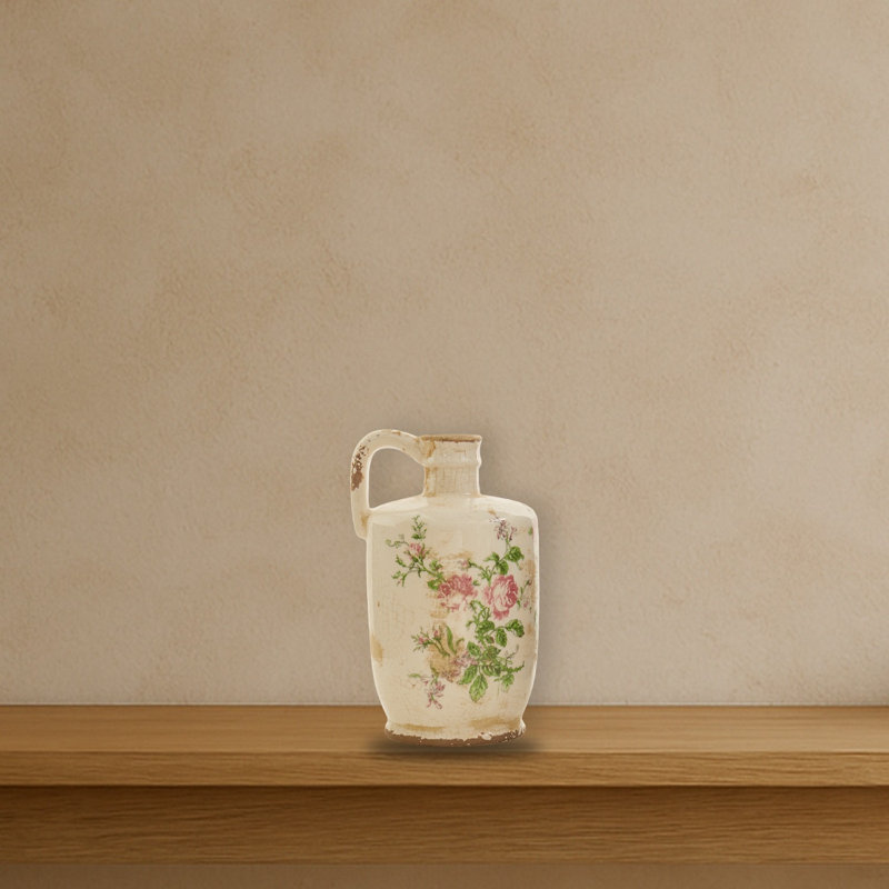 Tuscan Ceramic Floral Print Pitcher Planter