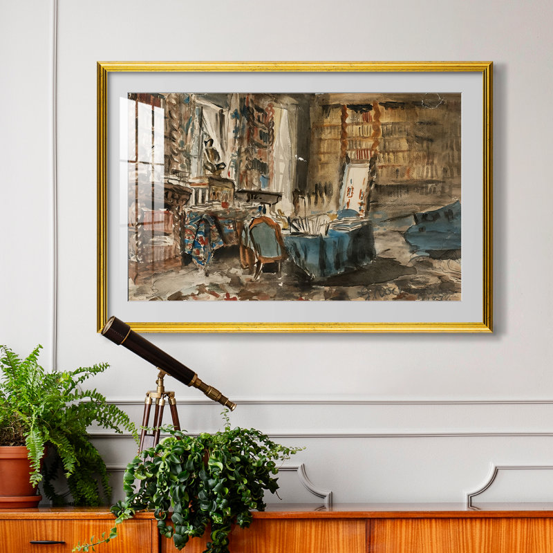 Cabinet de Flaubert à Croisset, 1874-Georges-Antoine Rochegrosse-Custom Framed Print, 24x34 INNER SIZE, Framed Print with Mat