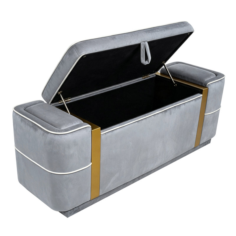 Banc de rangement rembourré, Gris, Gris