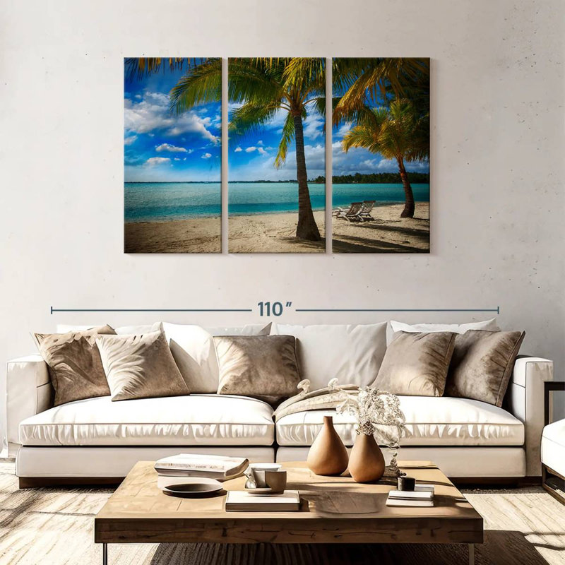 Gillard Exotic Beach Palm Trees, 48" H x 74" W