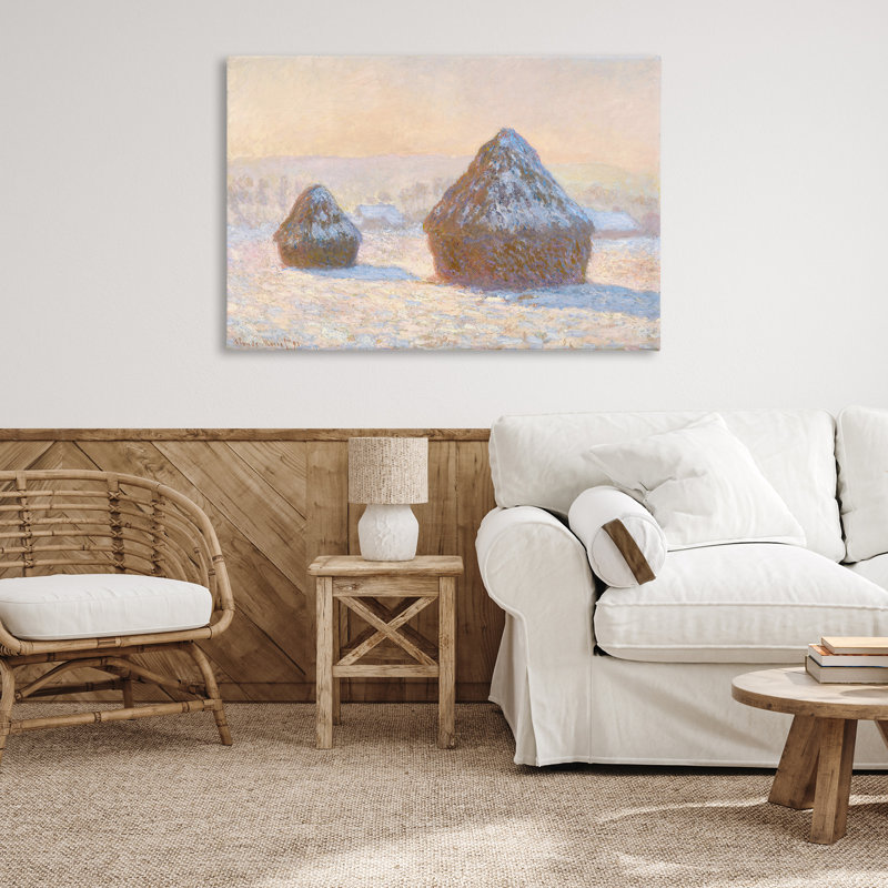 «Classic Monet Wheatstacks», art mural sur toile par one1000paintings, H 30 po x l 45 po