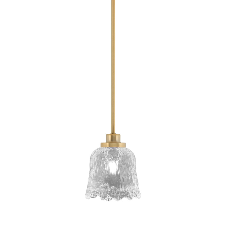 Pendentif Alirra Mini, laiton New Age, verre lave transparent de 18 cm, Clear/Brass