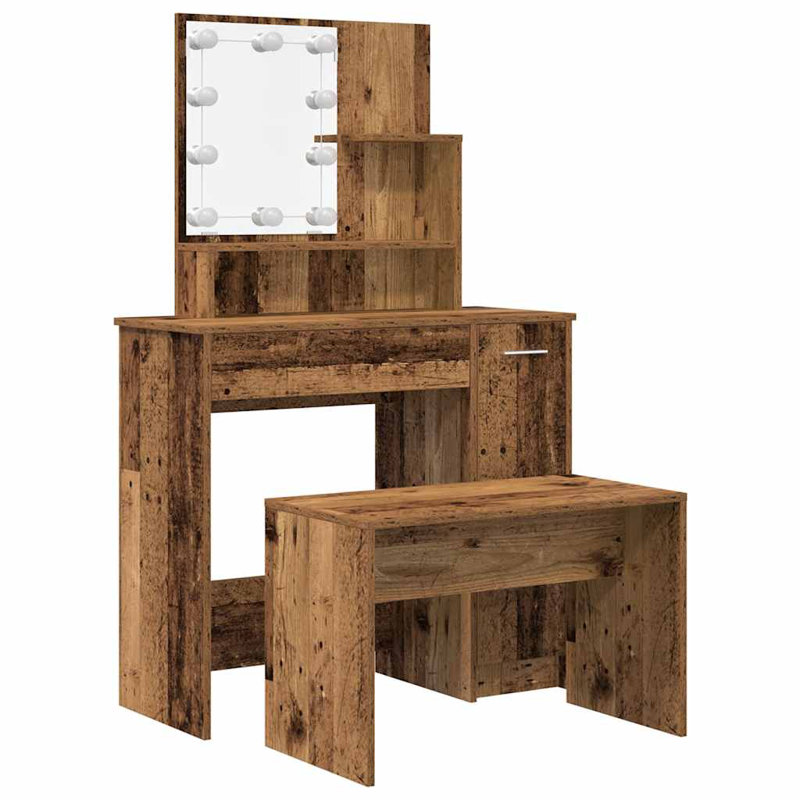 Italya Dressing Table with Mirror, Old Wood