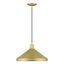 Luminaire suspendu en forme de cône doré 1 lumière avec accents en laiton poli et abat-jour en aluminium doré doux avec intérieur blanc-2051795163