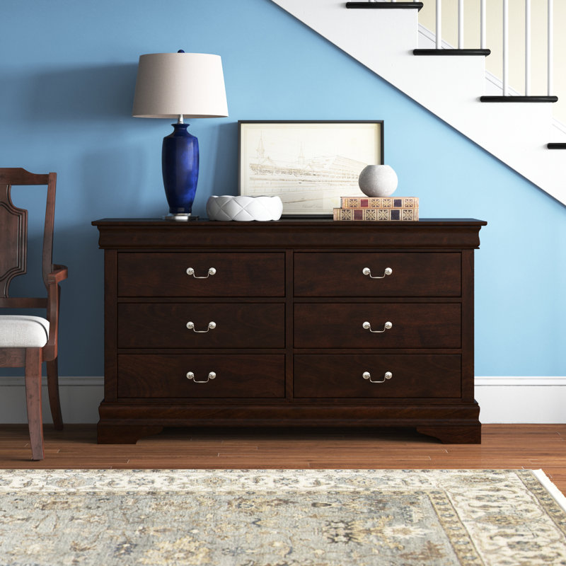 Commode 6 tiroirs Daleyza, Argent argent, Cappuccino