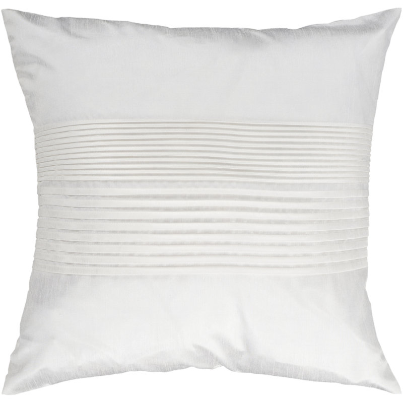 Coussin décoratif carré plissé Daquaries, 22 po x 22 po, Blanc, Polyester