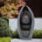 19.09"H Modern Curve Resin Outdoor Weather Resistant Water Fountain with LED Lights