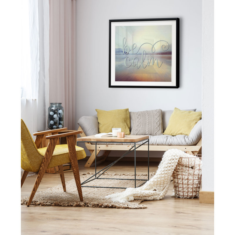 " Be Calm ", 17.5" H x 17.5" W x 1.5" D, Black Plastic Framed