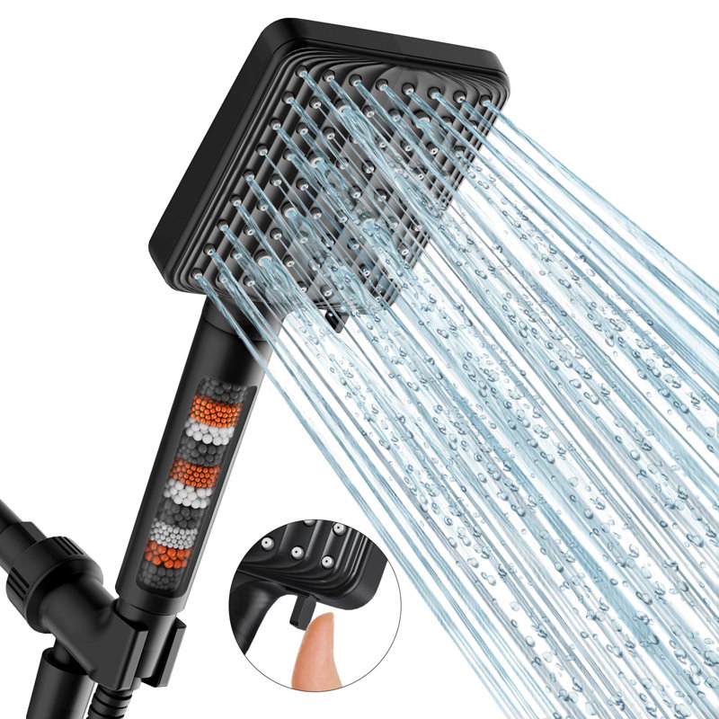 6 Modes High Pressure Handheld Filtered Shower Head, Matte Black