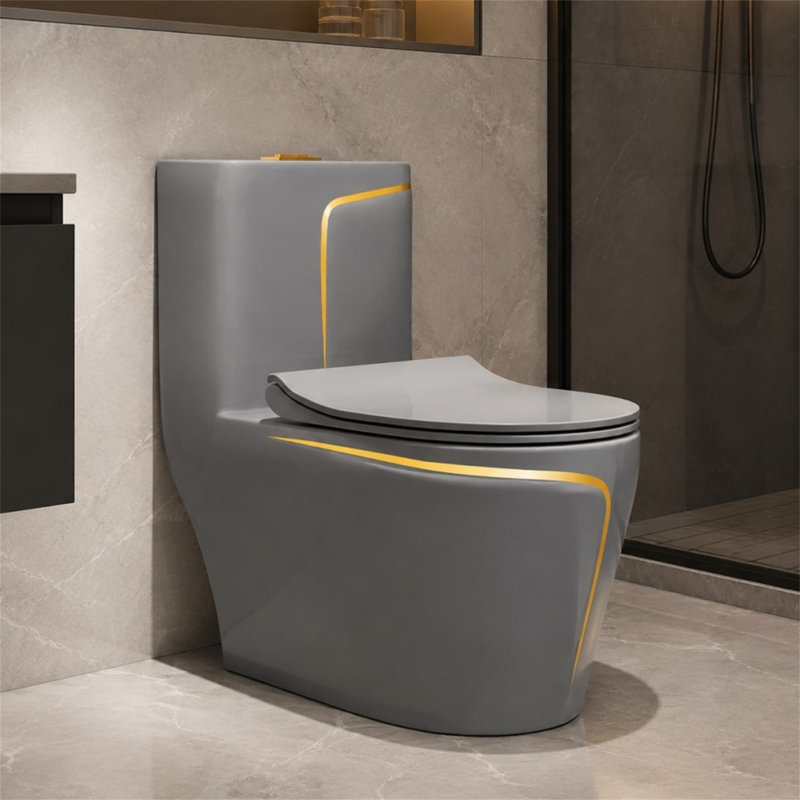 Dual-Flush Gray Silent Anti-Odor Toilet (Seat Included)