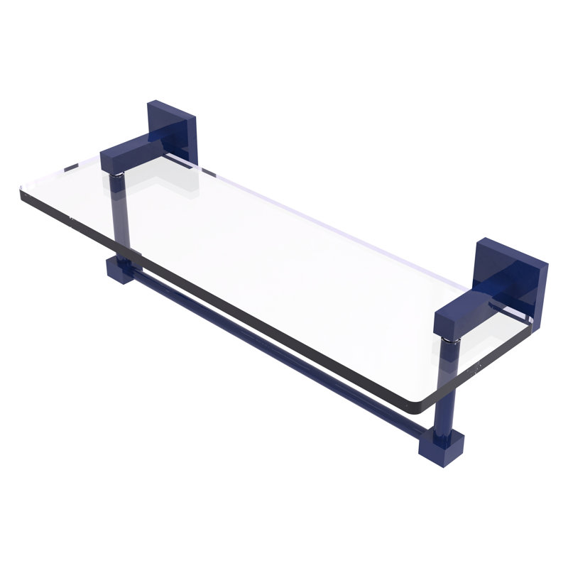 Tablette de meuble-lavabo en verre avec barre à serviettes intégrée Montero Collection Montero, Bleu méditerranéen