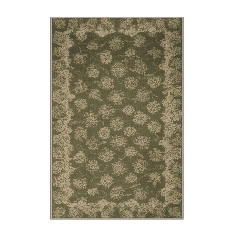 Tapis botanique brun lavable à la machine, Rectangulaire 7 pi x 10 pi