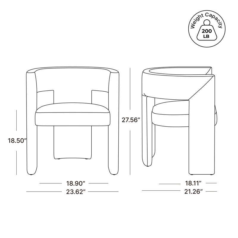  Modern Upholstered Barrel Dining Arm Chair, Ojai Earth
