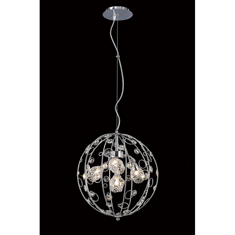 Secours 3 - Light Polished Chrome Crystal Pendant