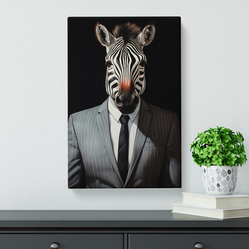 Zebra In A Suit No.3 - No Frame Print, 76cm H x 50cm W x 3cm D